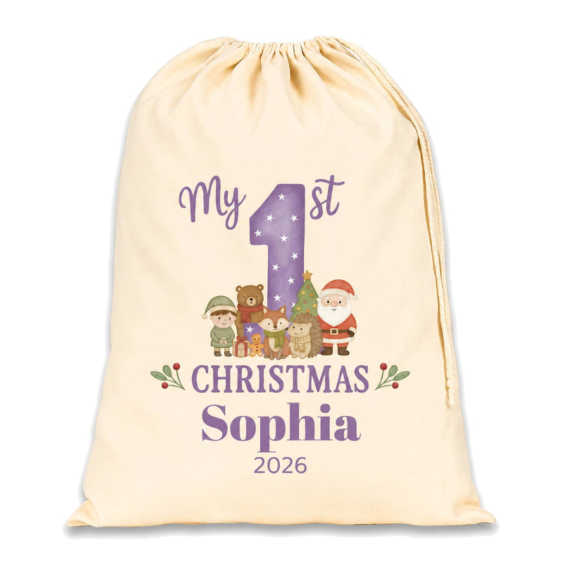 Personalised Purple Christmas Santa Sack with Name - alternative view