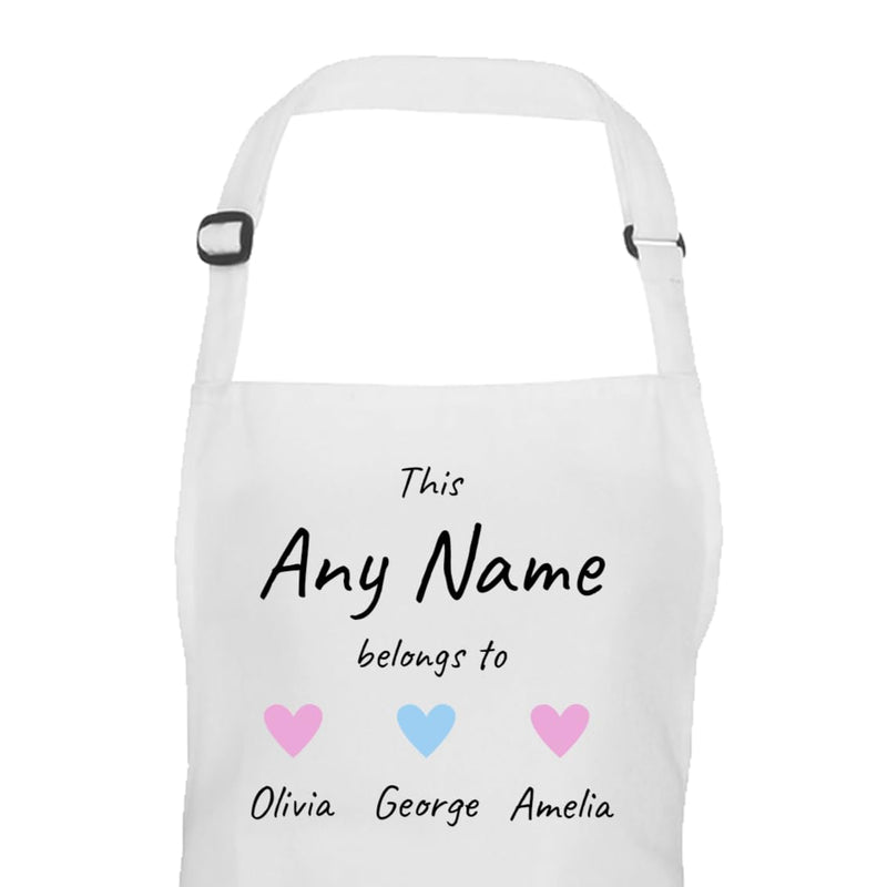 Personalised Hearts Design Apron with Names