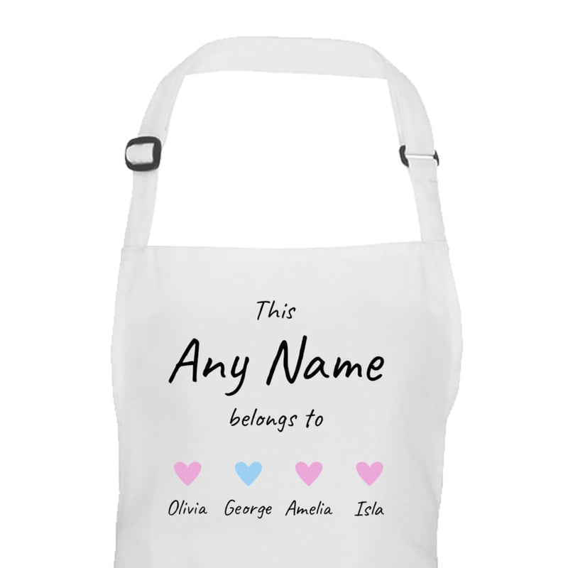 Personalised Hearts Design Apron with Names