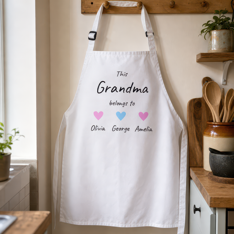 Personalised Grandma Hearts Design Apron with Names - alternative view