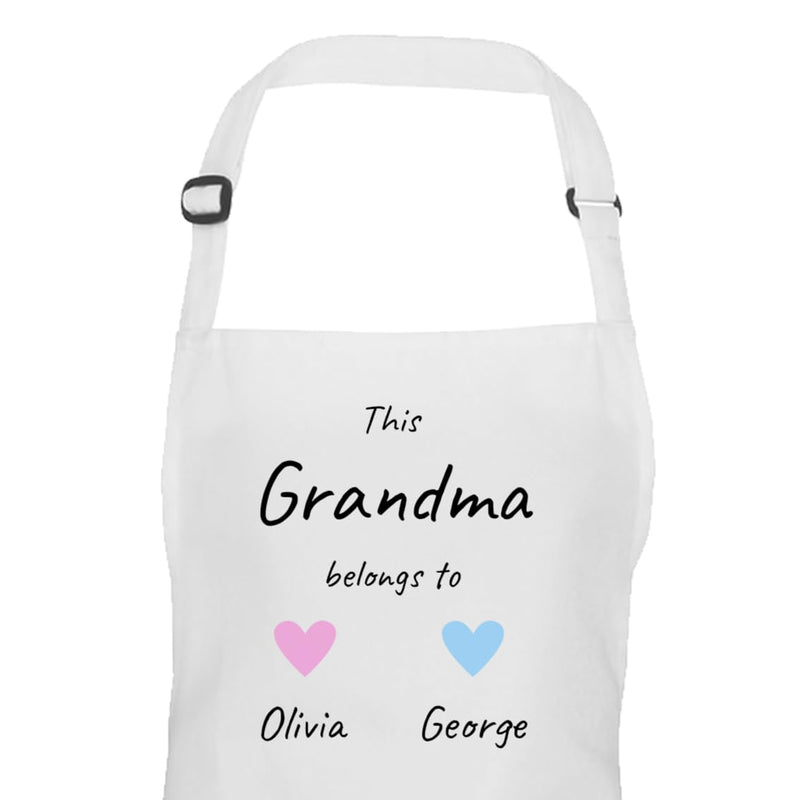 Personalised Grandma Hearts Design Apron with Names
