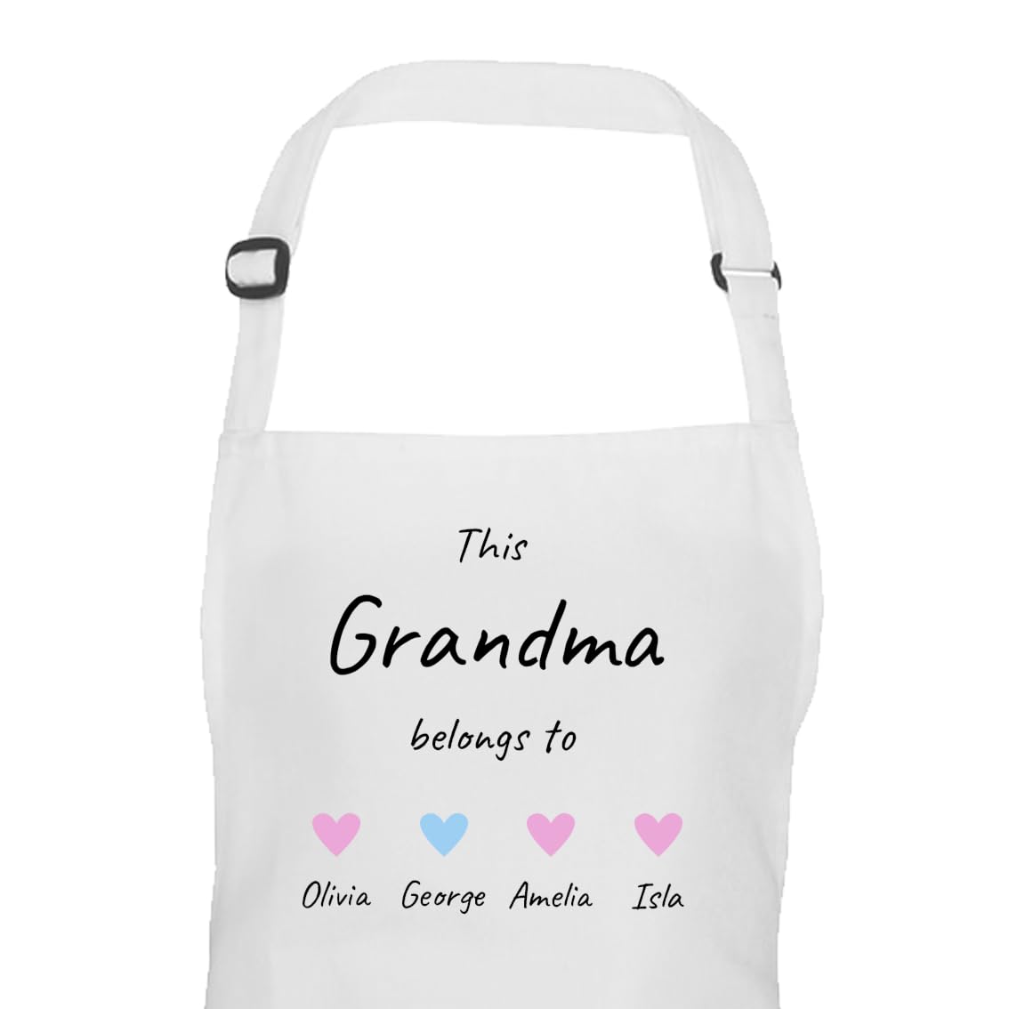 Personalised Grandma Hearts Design Apron with Names
