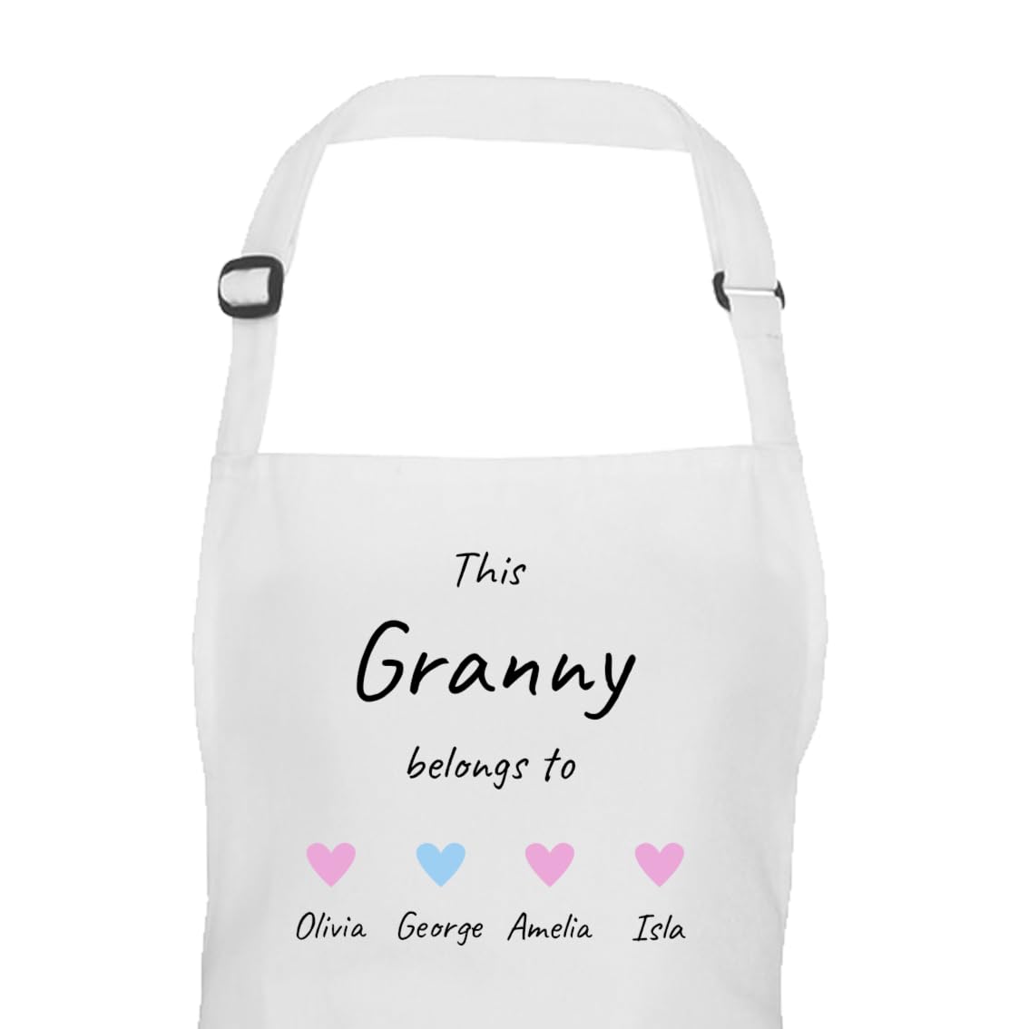 Personalised Granny Hearts Design Apron with Names