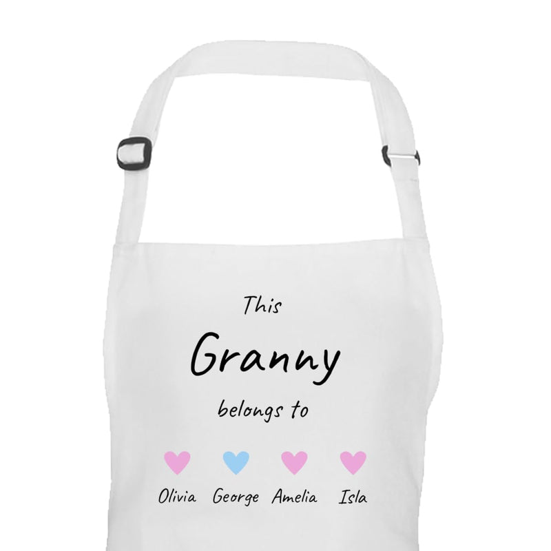Personalised Granny Hearts Design Apron with Names