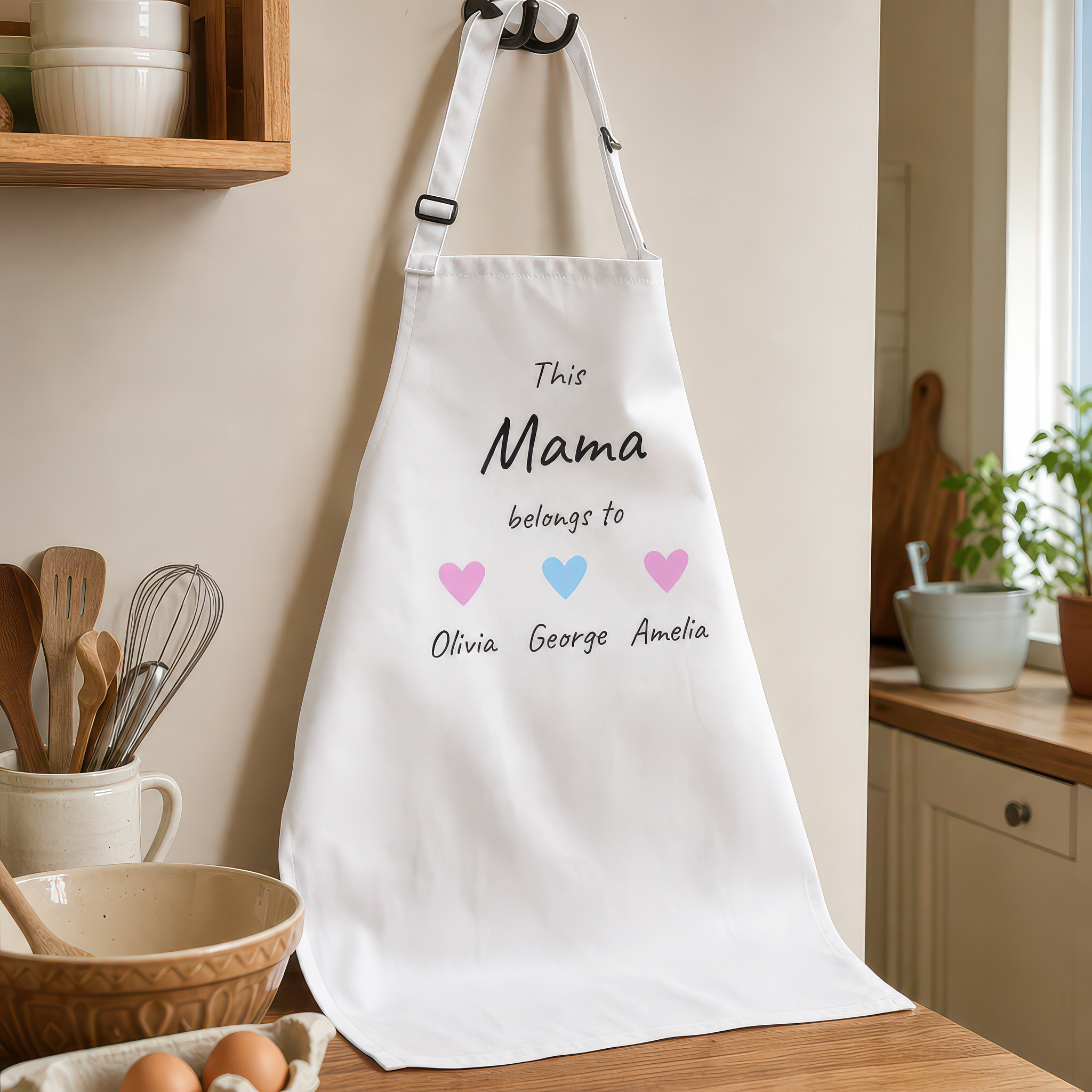 Personalised Mama Hearts Design Apron with Names - alternative view
