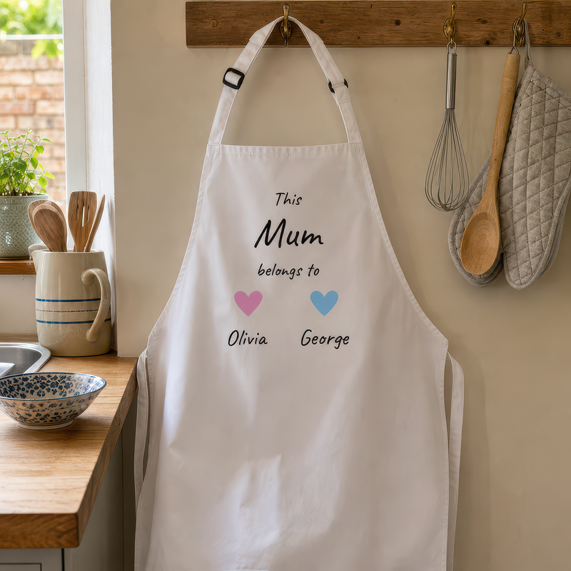 Personalised Mum Hearts Design Apron with Names - alternative view