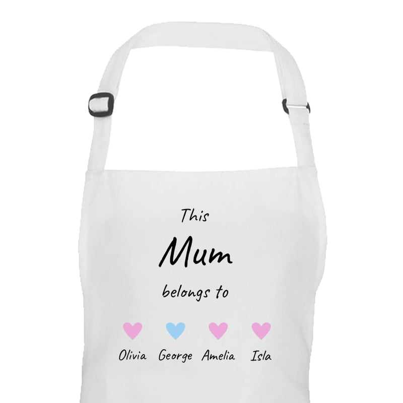 Personalised Mum Hearts Design Apron with Names