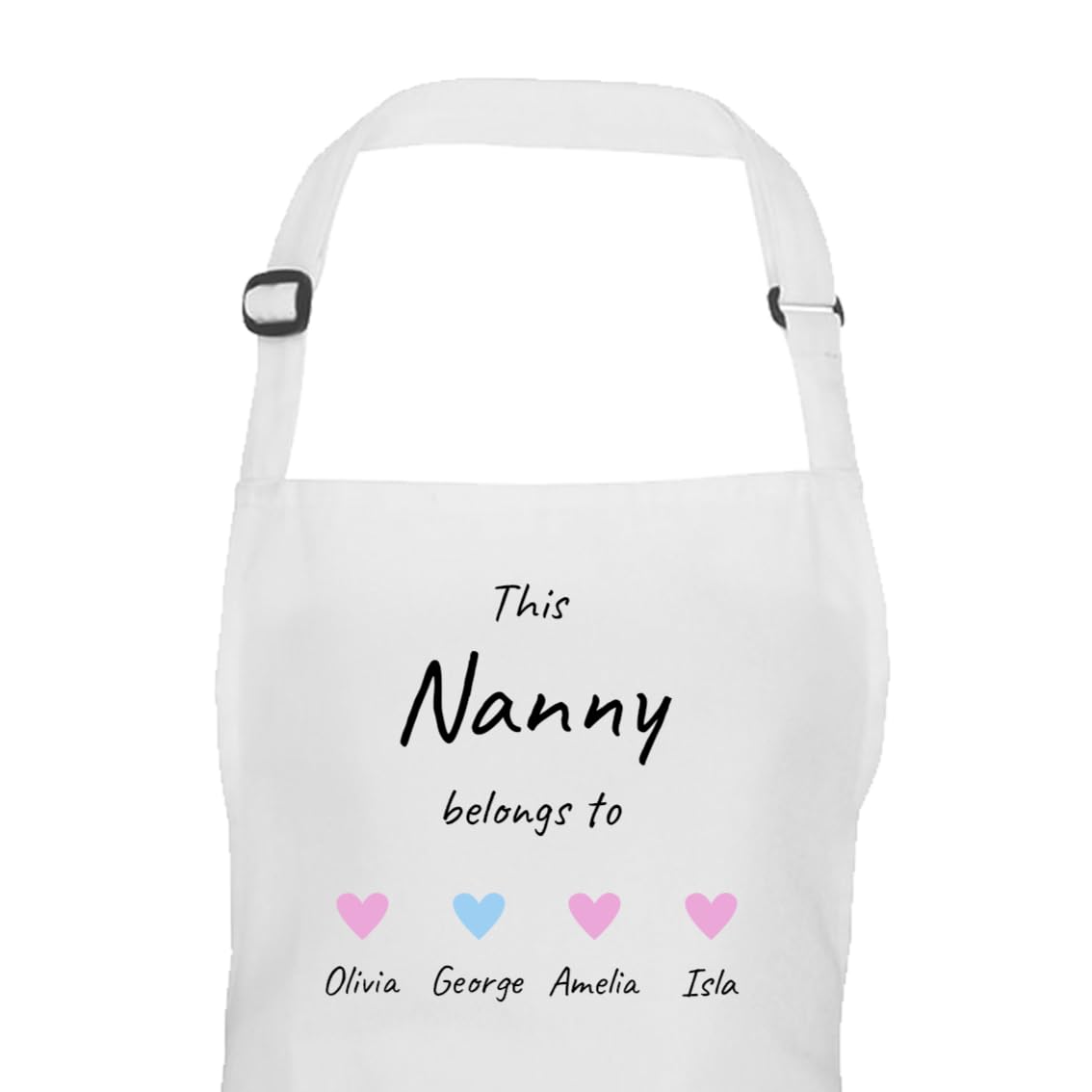 Personalised Nanny Hearts Design Apron with Names
