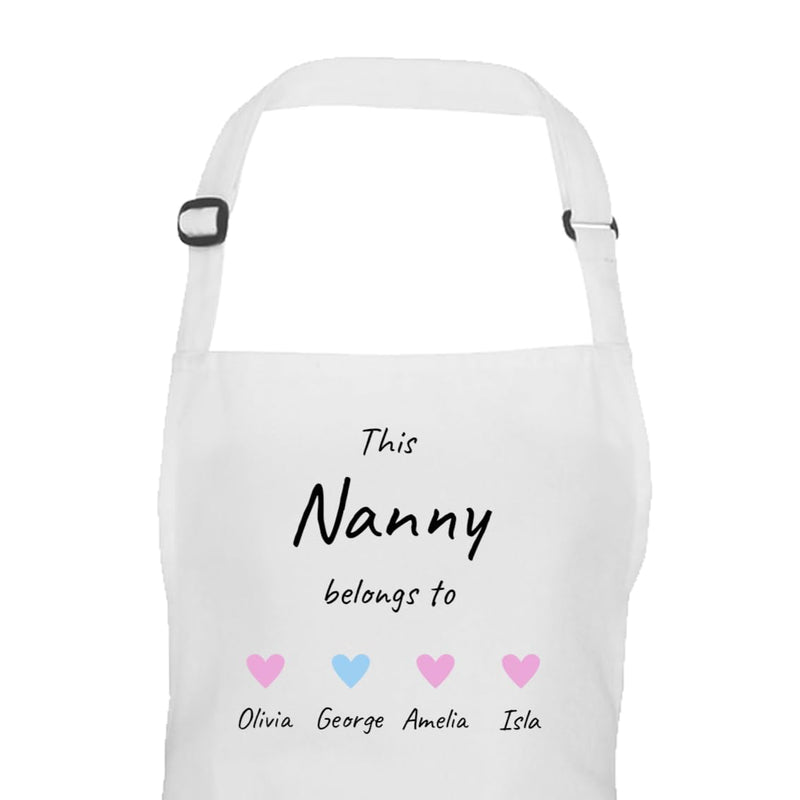 Personalised Nanny Hearts Design Apron with Names