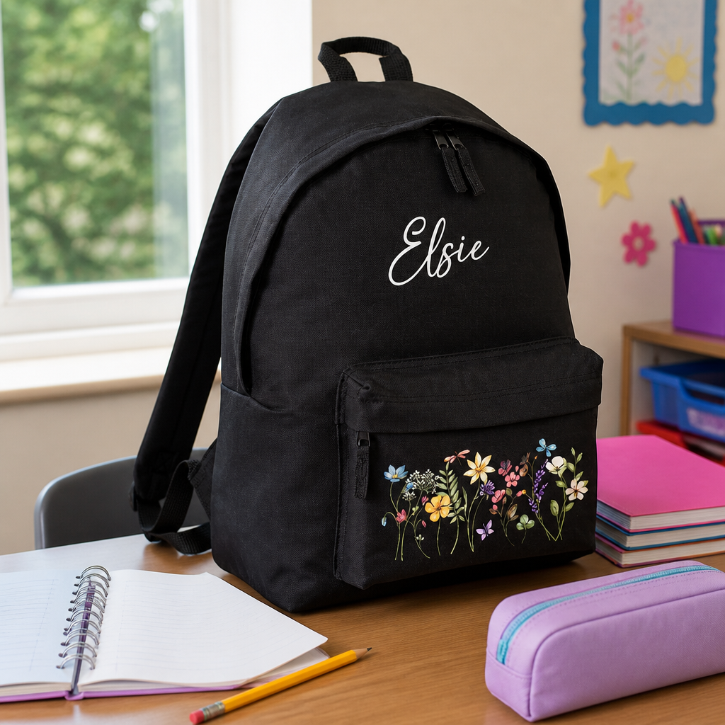 Personalised Floral Wildflower Kids Backpack with Name