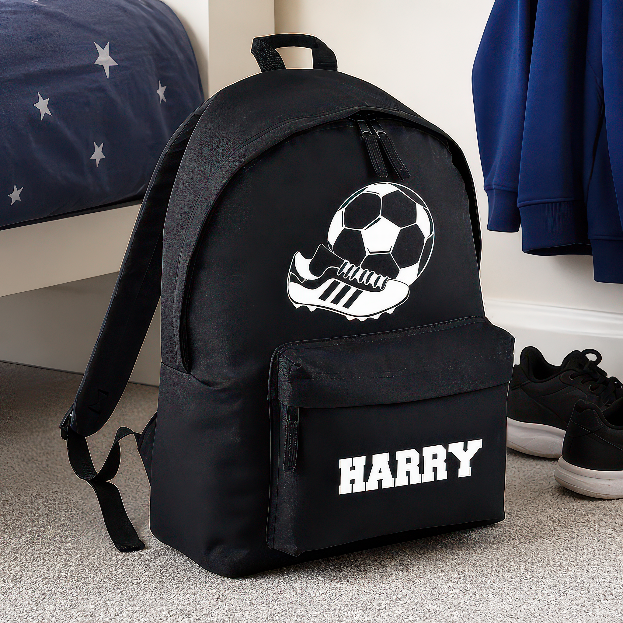 Personalised Football Kids Backpack with Name - alternative view