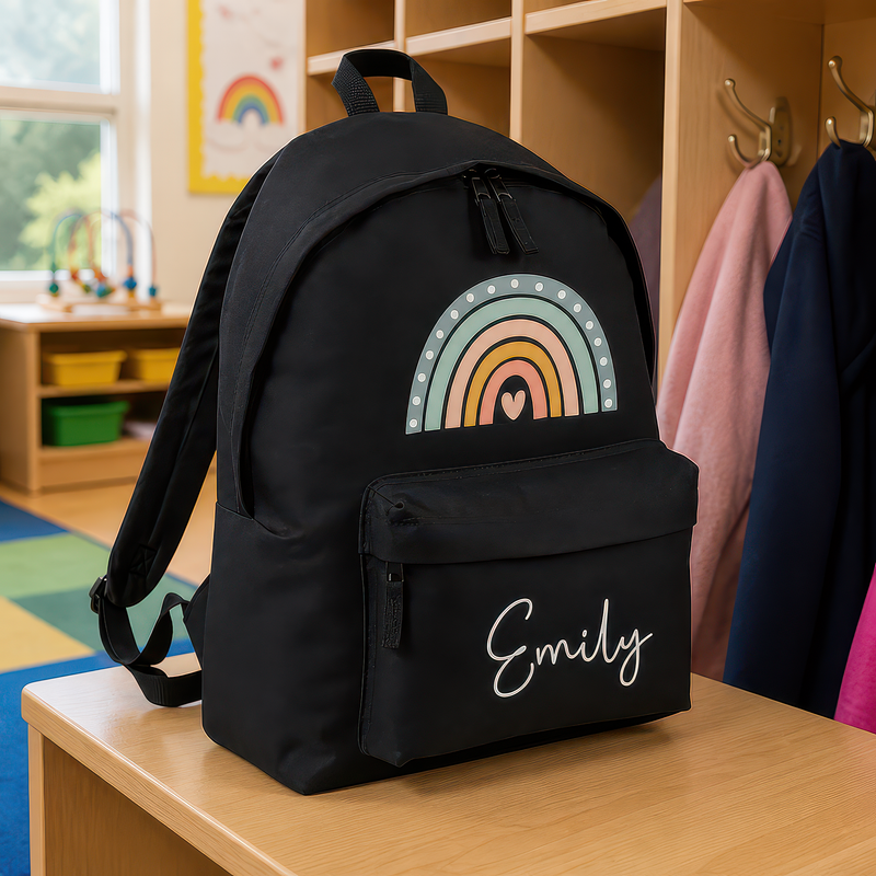 Personalised Boho Rainbow Kids Backpack with Name - alternative view