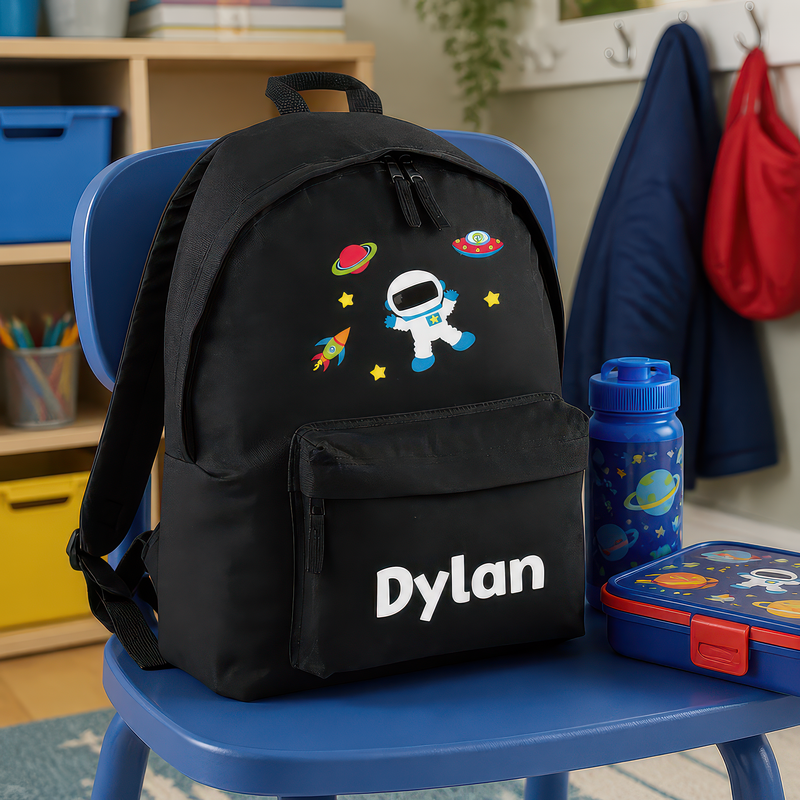 Personalised Space Kids Backpack with Name - alternative view