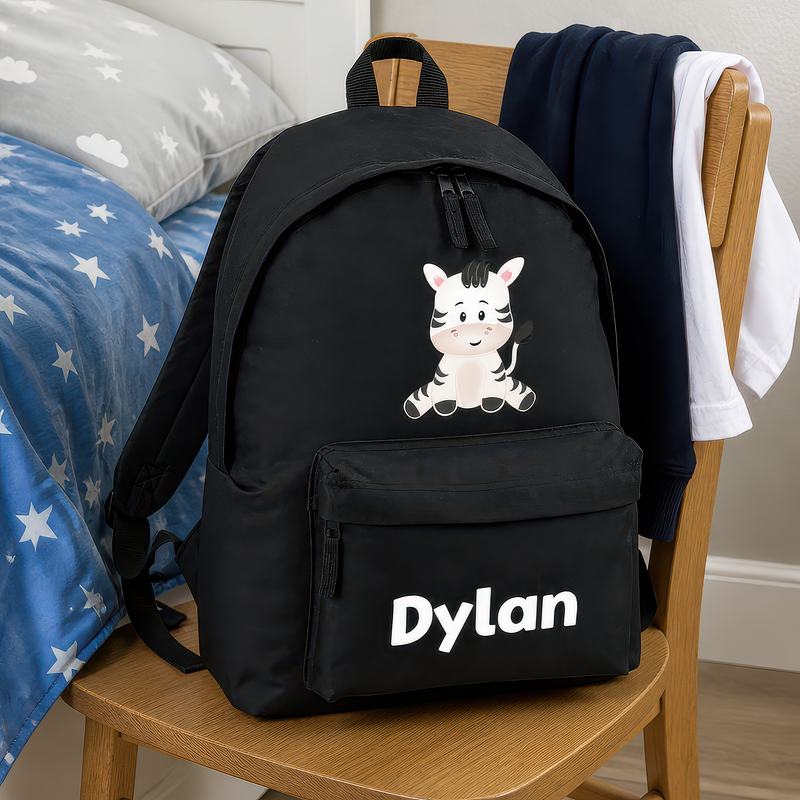 Personalised Zebra Kids Backpack with Name - alternative view