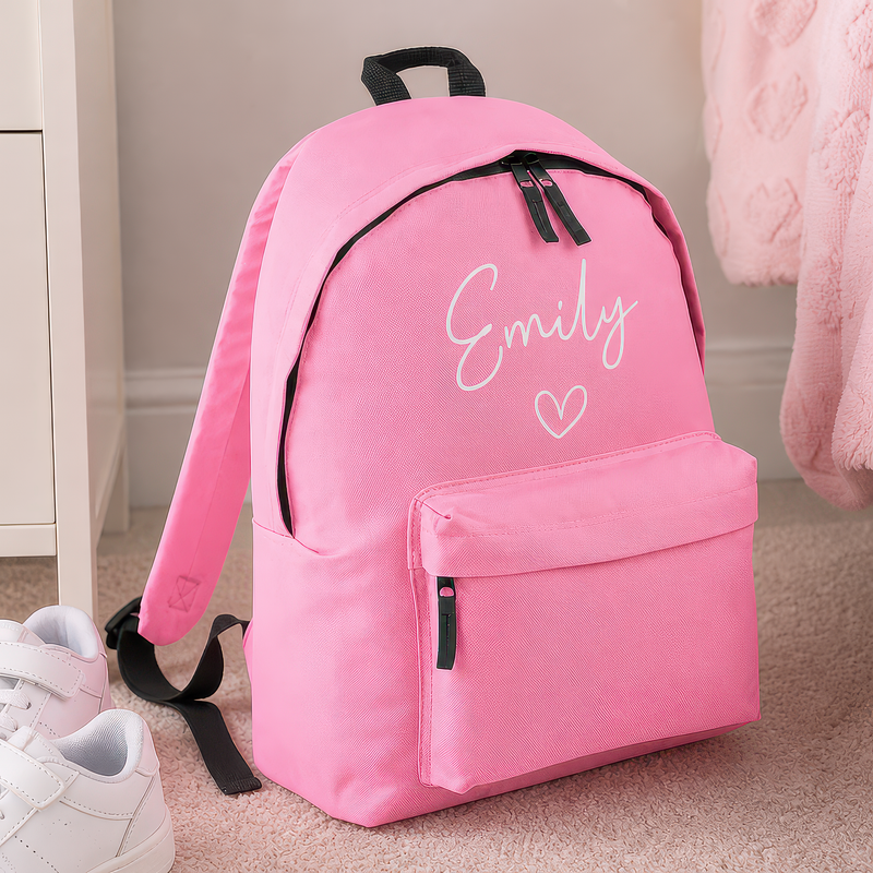 Personalised Heart - Pink Kids Backpack with Name - alternative view