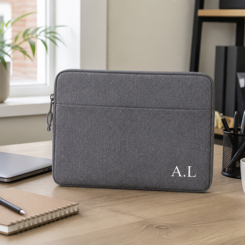 Personalised Grey 13 Inch Laptop Sleeve with Name or Initials