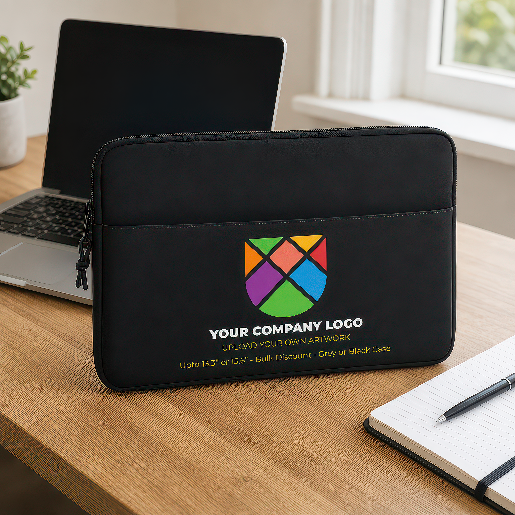Personalised 15.6" Black Laptop Sleeve with Name - alternative view