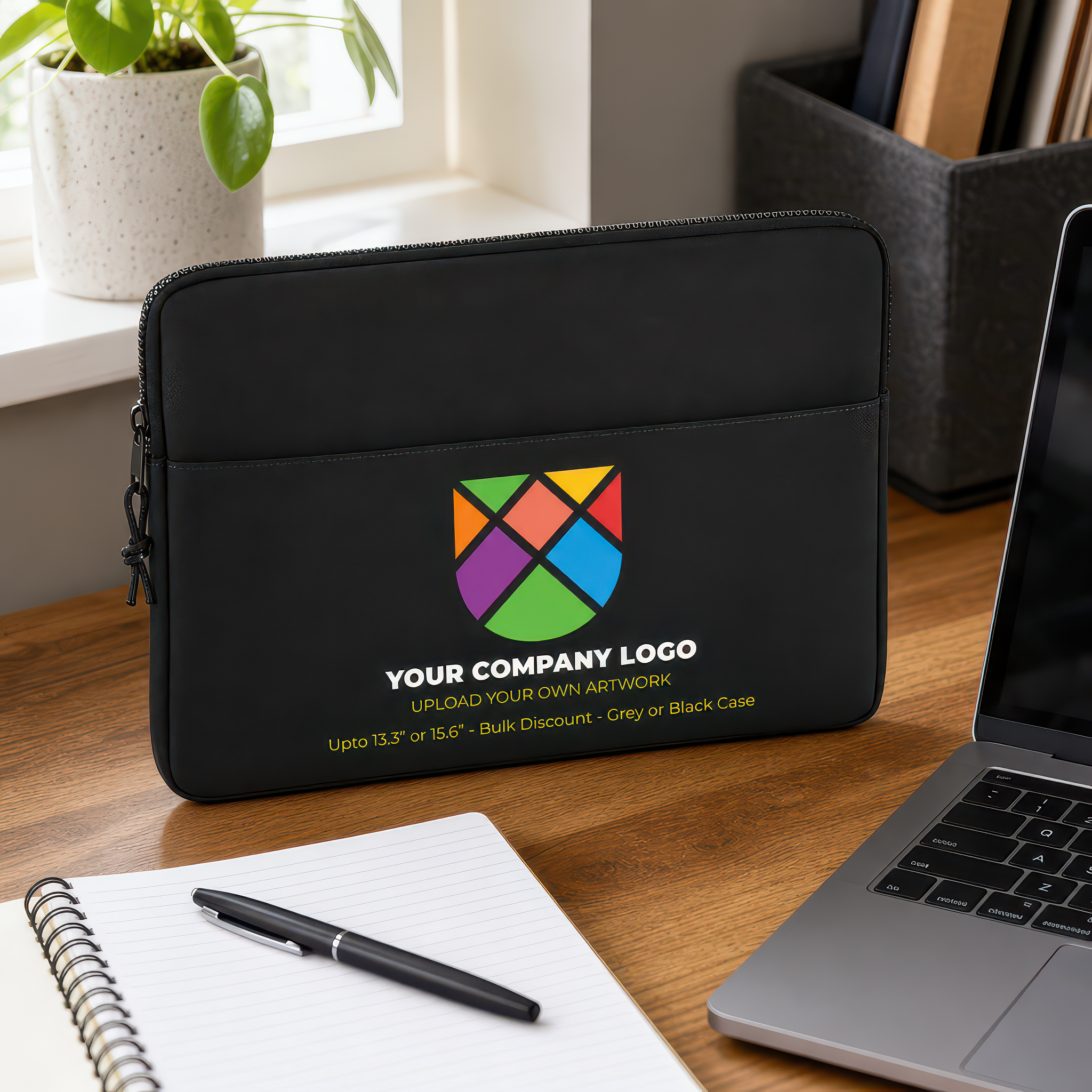 Personalised 15.6" Grey Laptop Sleeve with Name - alternative view