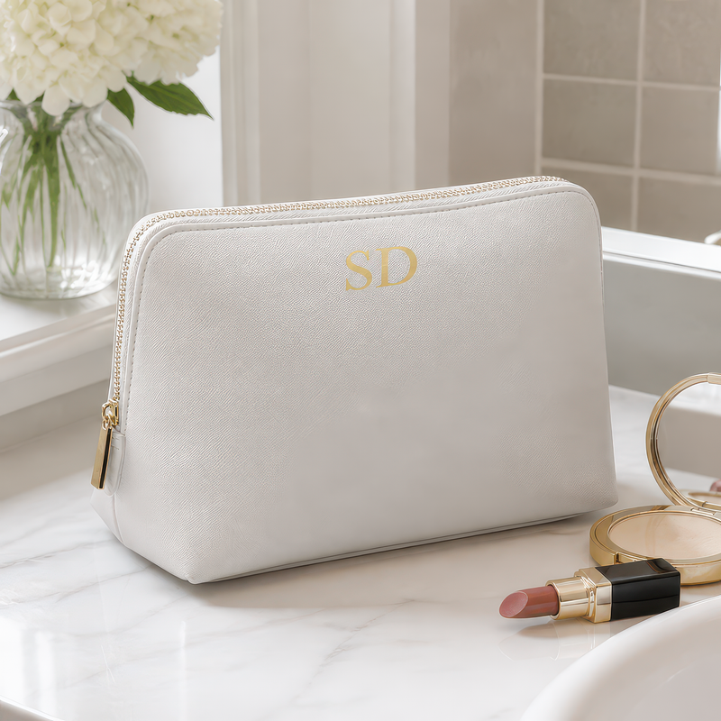 Personalised Soft Grey Initial Makeup Bag with Initials - alternative view