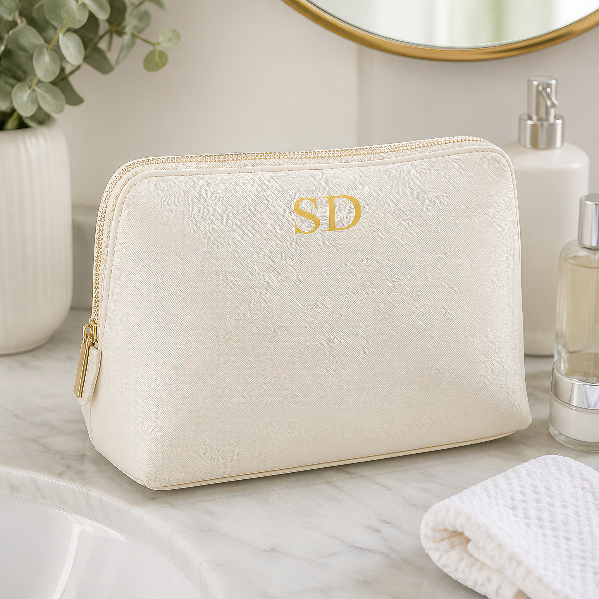 Personalised Oyster Cosmetic Bag with Initials - alternative view
