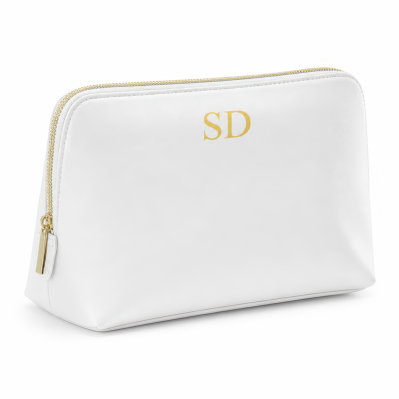 Personalised Soft White Initial Makeup Bag with Initials - alternative view