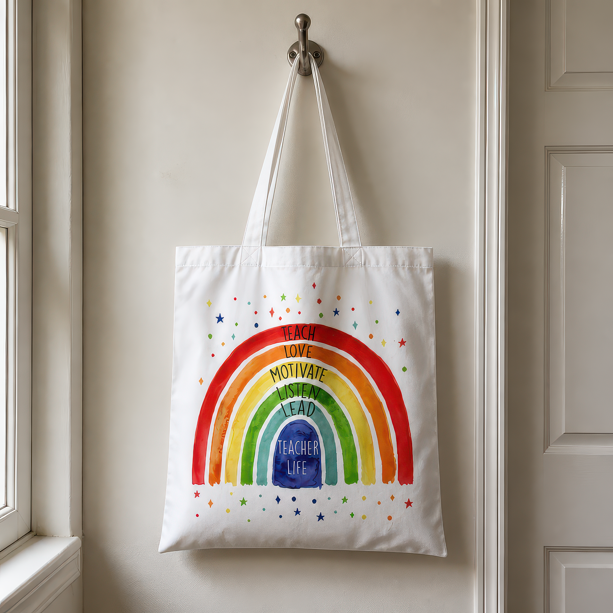 Teacher Life Rainbow Tote Bag