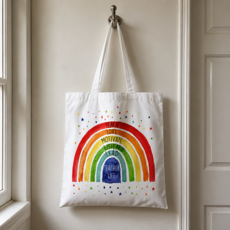 Teacher Life Rainbow Tote Bag