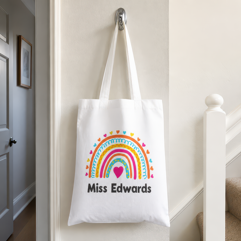 Personalised Teacher Apple Tote Bag with Name