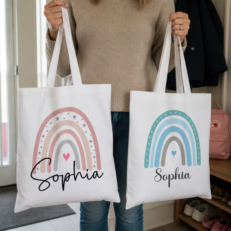 Personalised Rainbow Tote Bag with Name