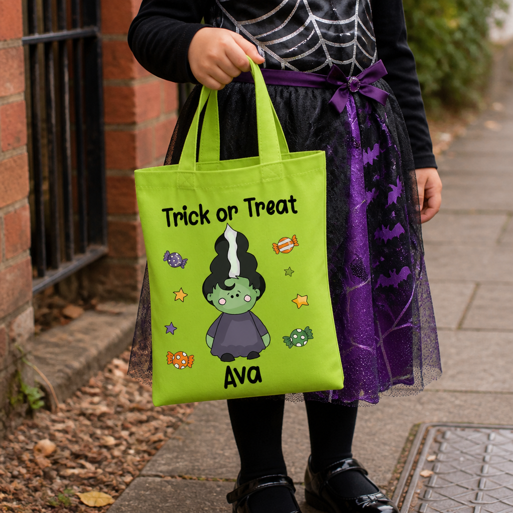 Personalised Green Frankenstein's Wife Tote Bag with Name