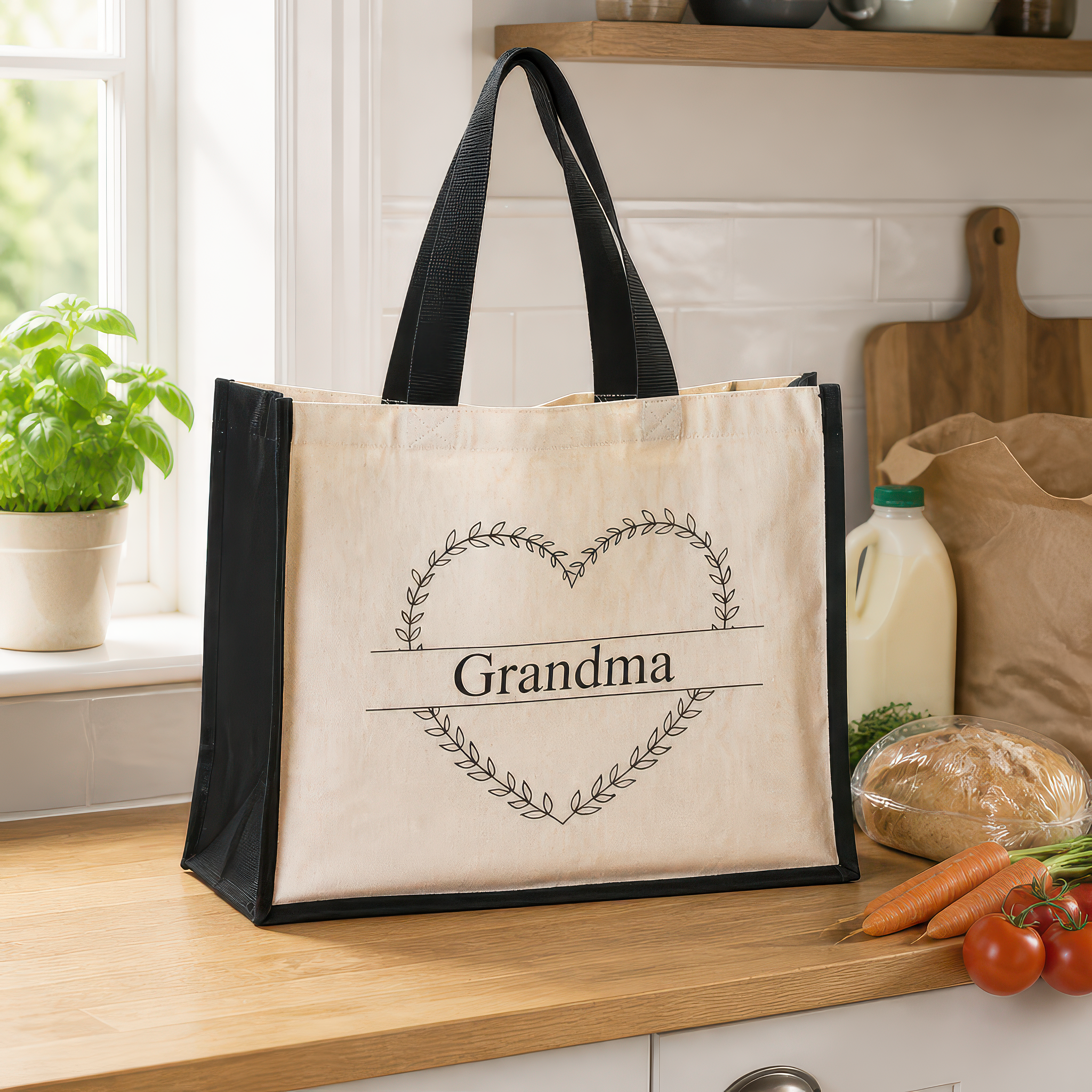 Personalised Heart Monogram Jute Tote Bag