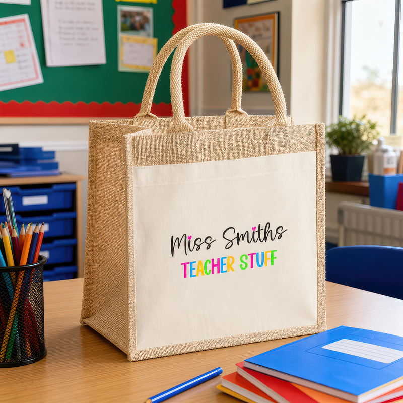 Personalised Bright Text Jute Tote Bag with Name - alternative view