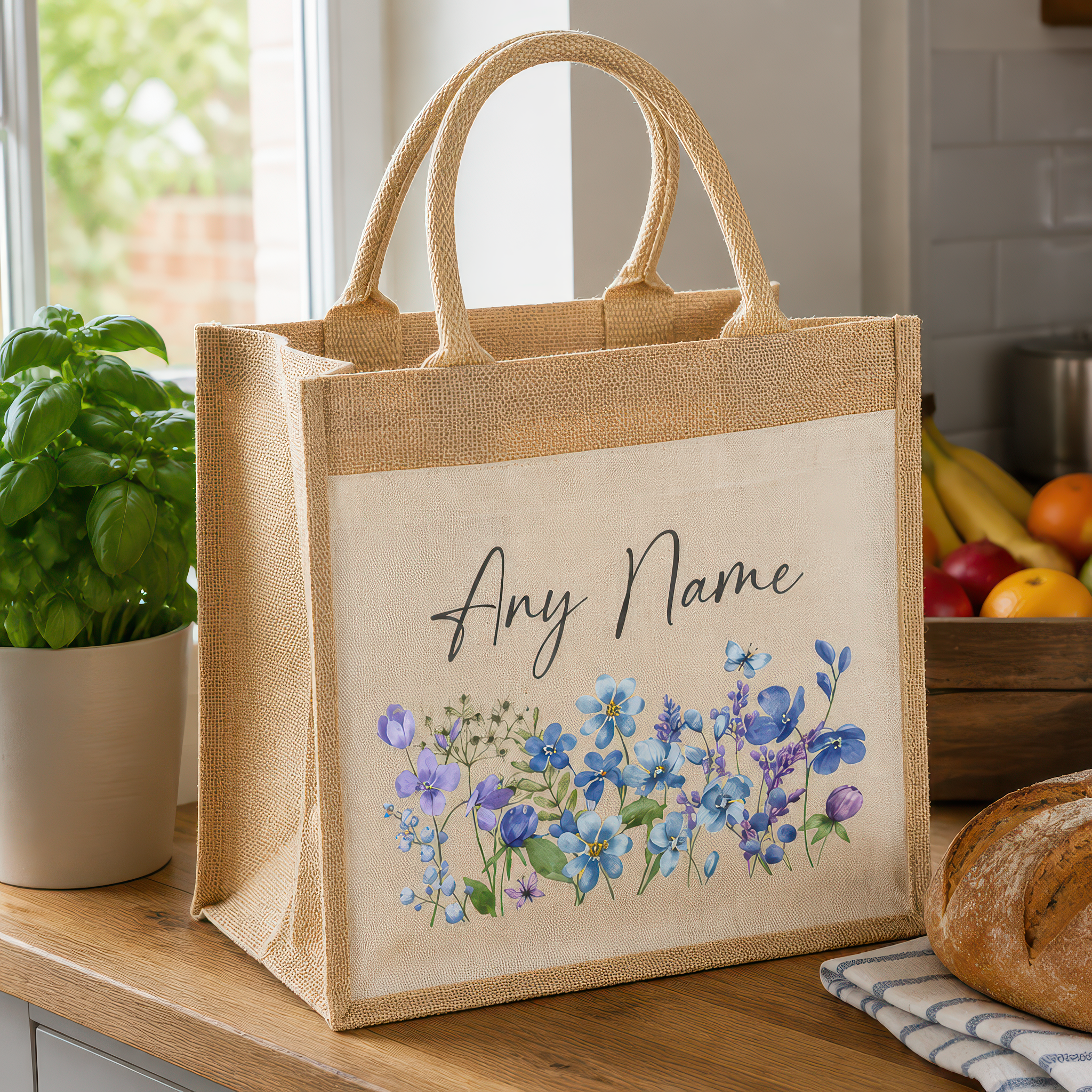 Personalised Custom Jute Tote Bag with Name - alternative view