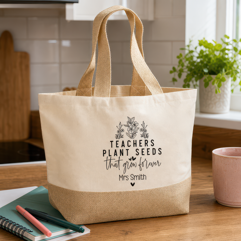 Personalised Plant Seeds Jute Tote Bag with Name - alternative view
