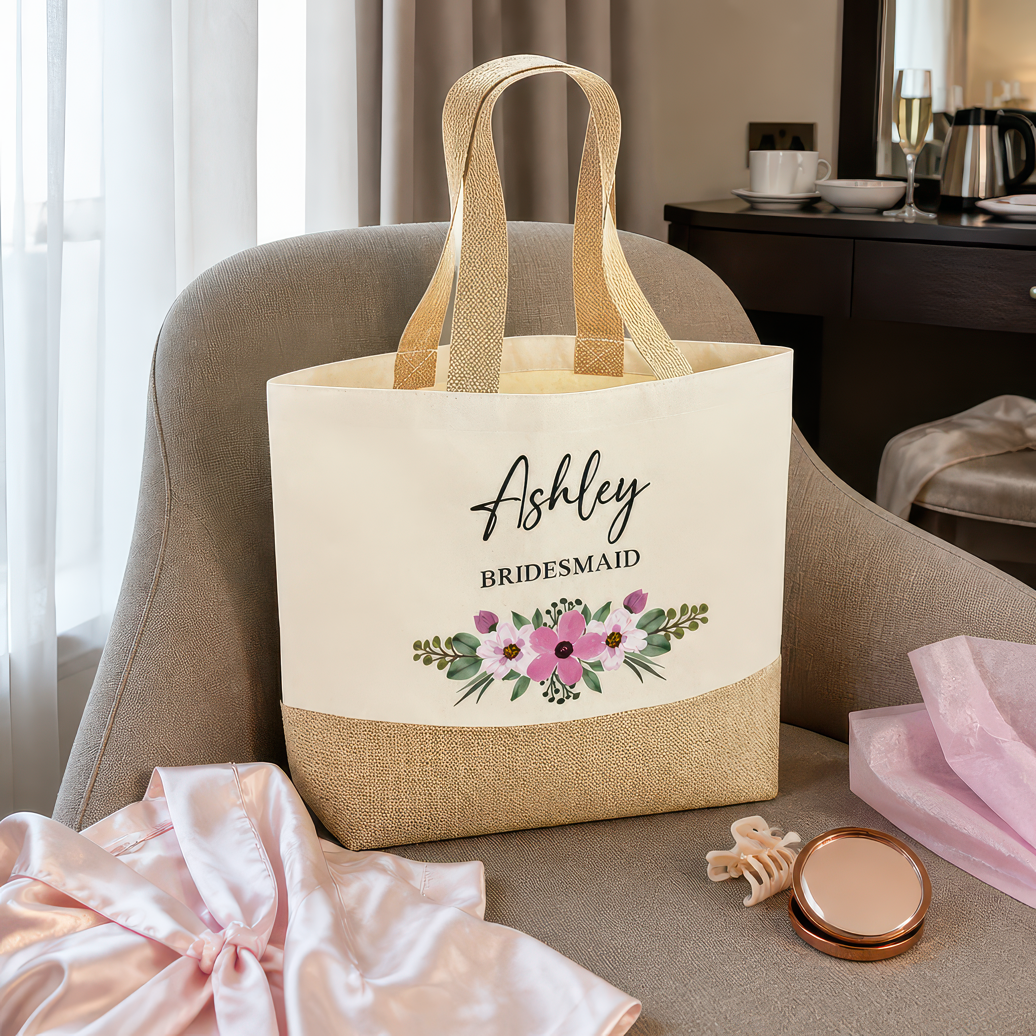 Personalised Bridesmaid Bag with Any Name and Wedding Role