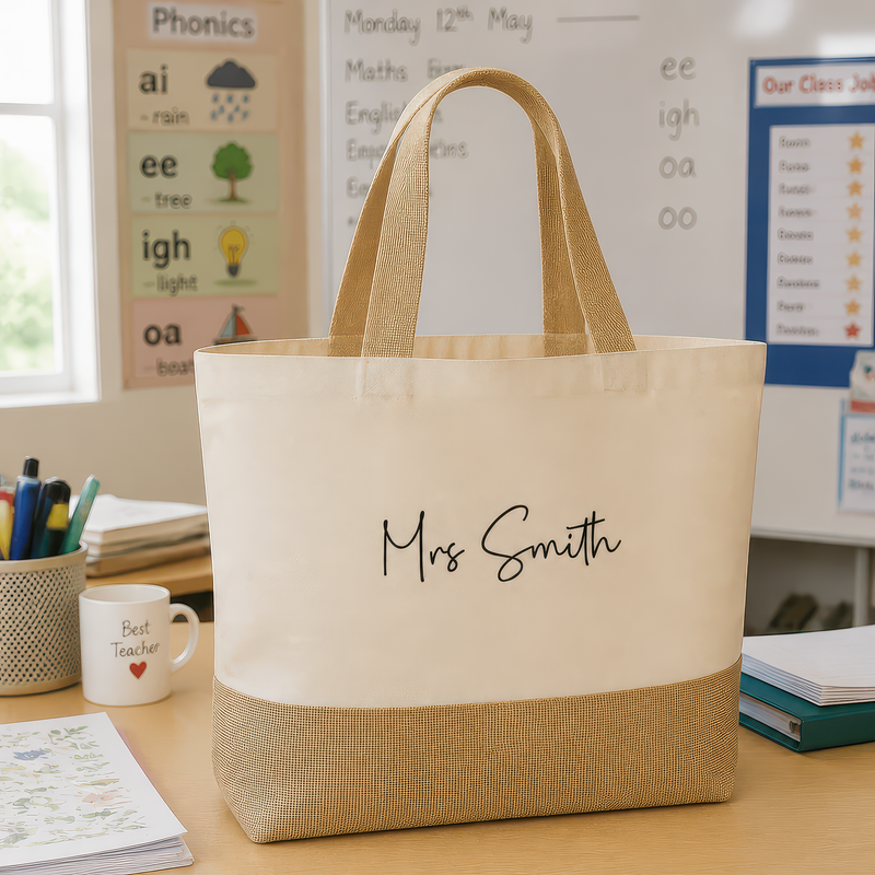 Personalised Teacher Name Jute Bag