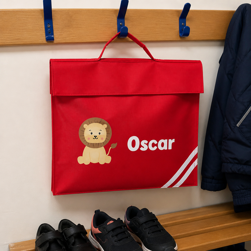 Personalised Cartoon Lion School Book Bag with Name