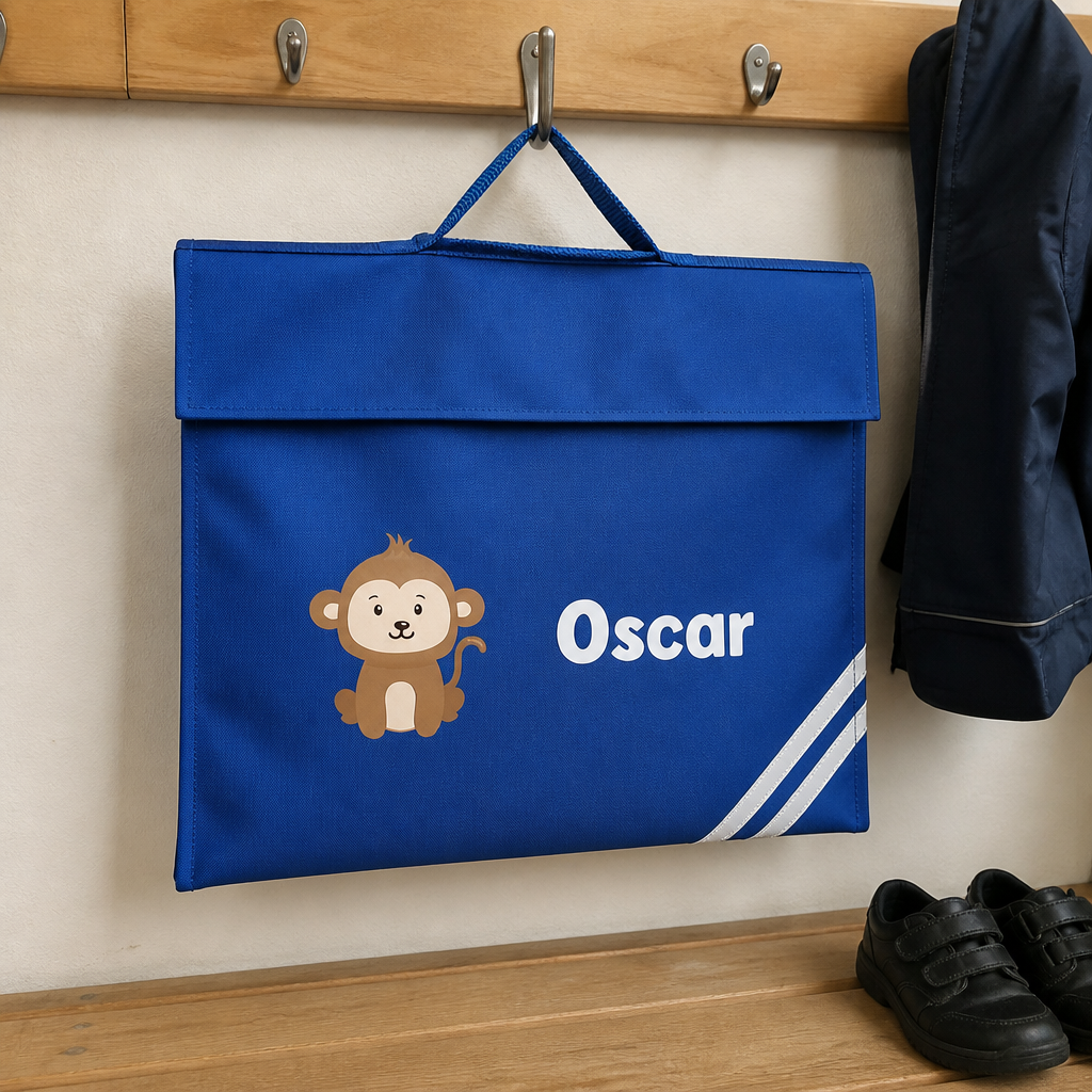 Personalised Monkey School Book Bag with Name