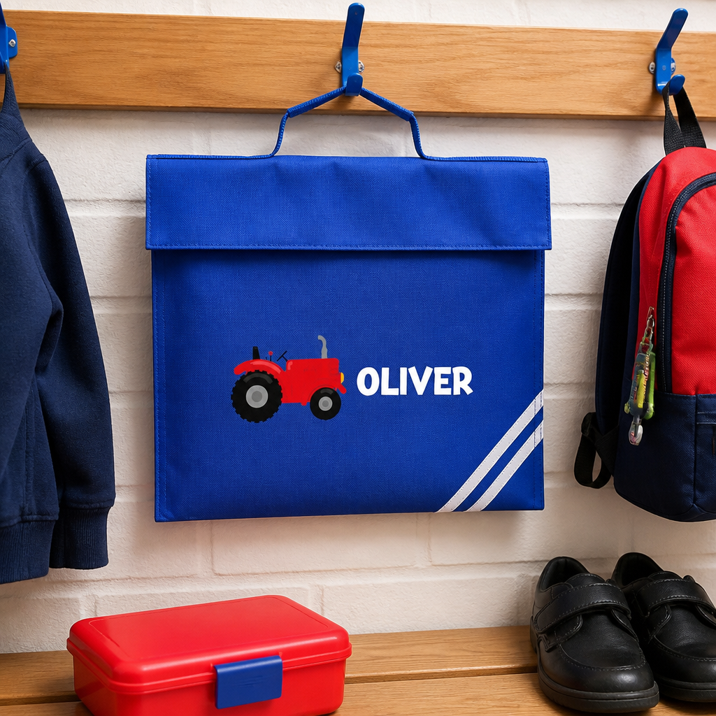 Personalised Tractor Graphic School Book Bag with Name