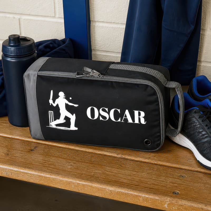 Personalised Cricket Kids Boot Bag with Name - Black - alternative view