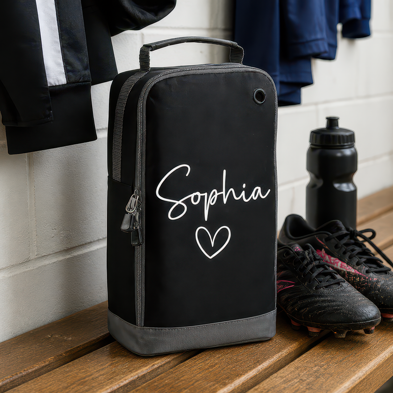 Personalised Name Heart Kids Boot Bag with Name - Black - alternative view