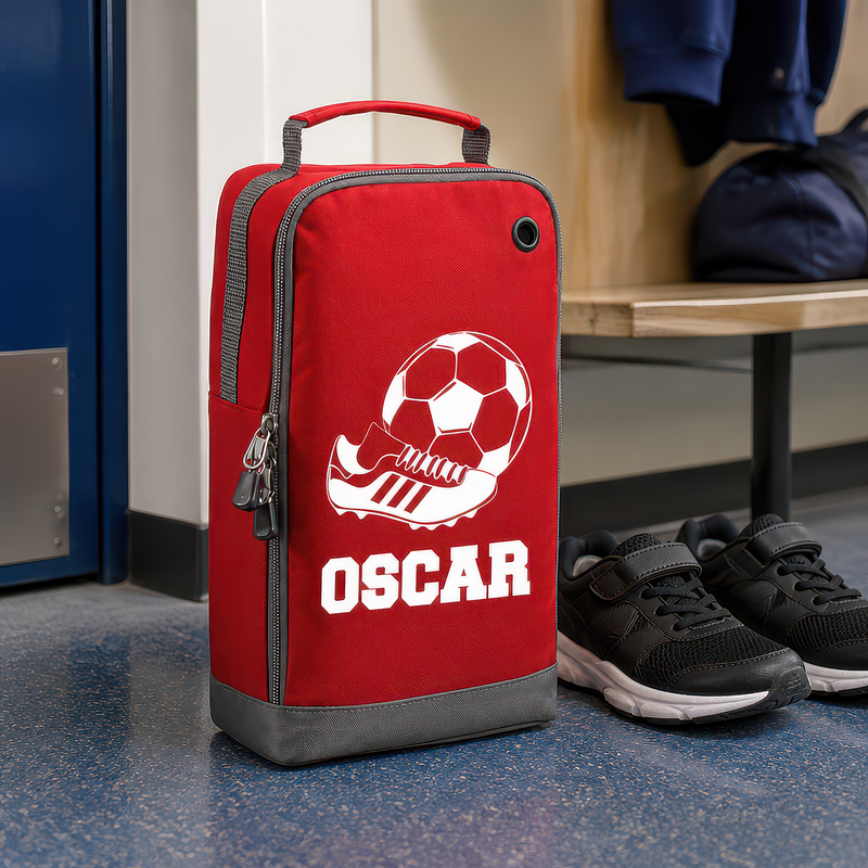 Personalised Football Boot Kids Boot Bag with Name - Red - alternative view