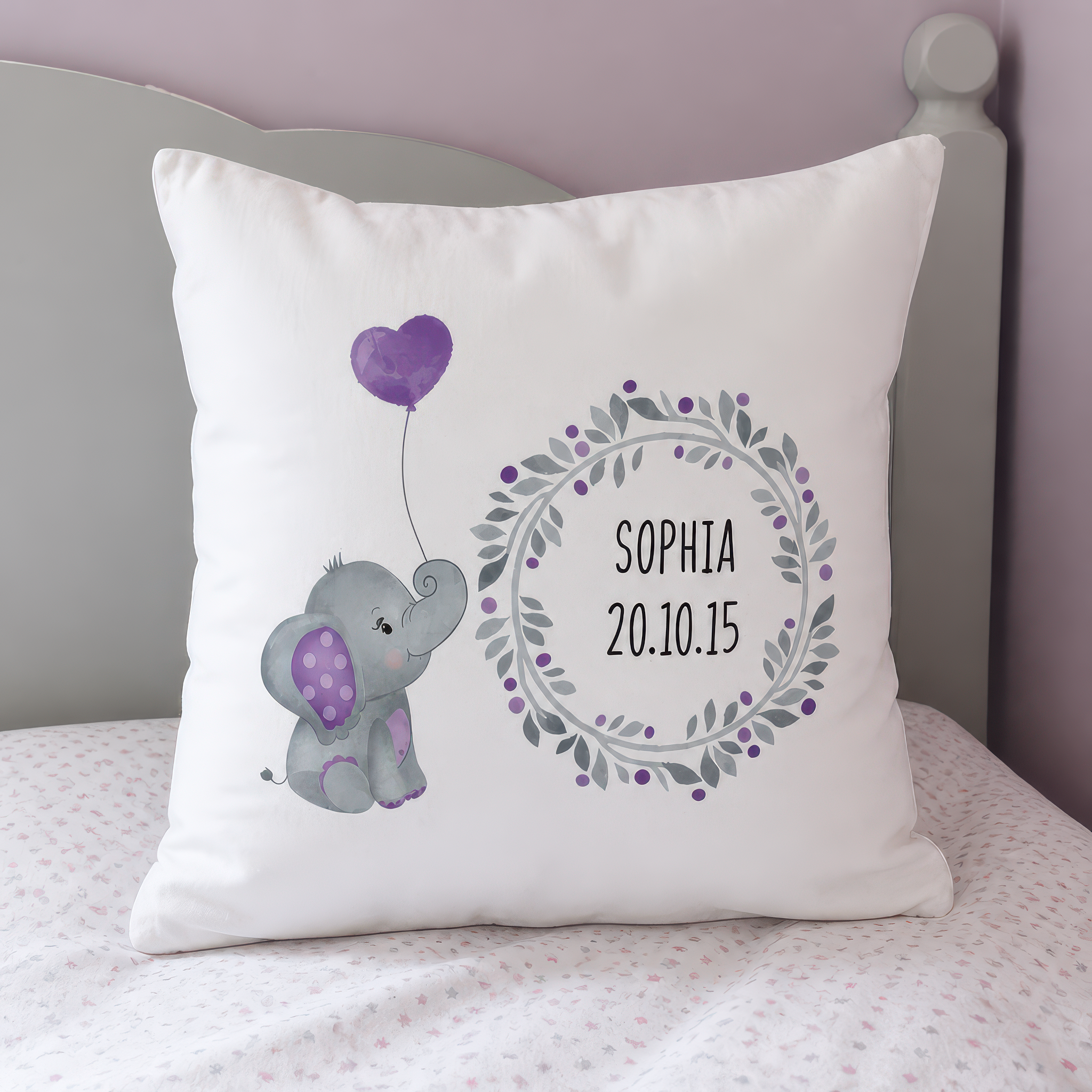 Personalised Elephant Cushion with Name