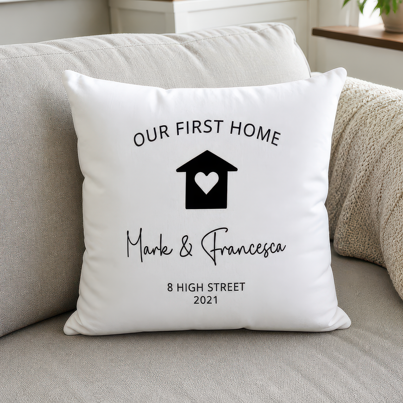 Personalised First Home Heart Cushion