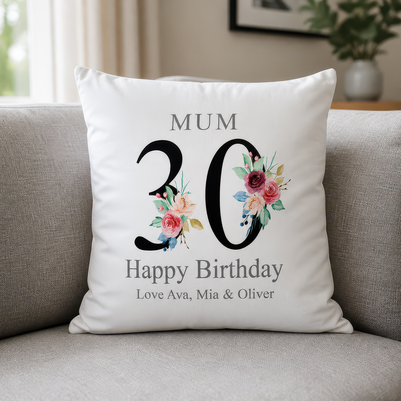 Personalised Mum 30th Birthday Cushion with Names