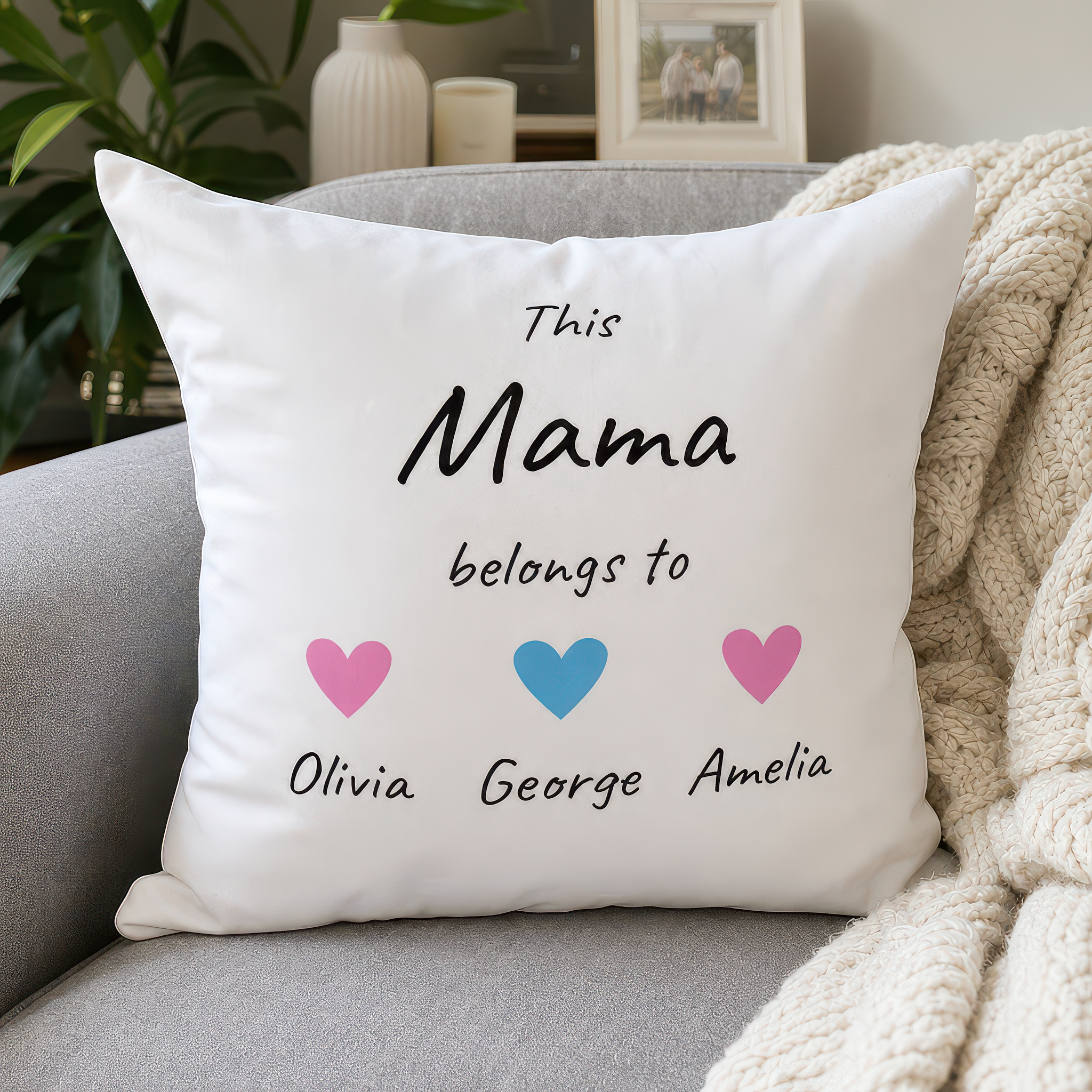 Personalised This Mama Belongs To Cushion with Children's Names - alternative view