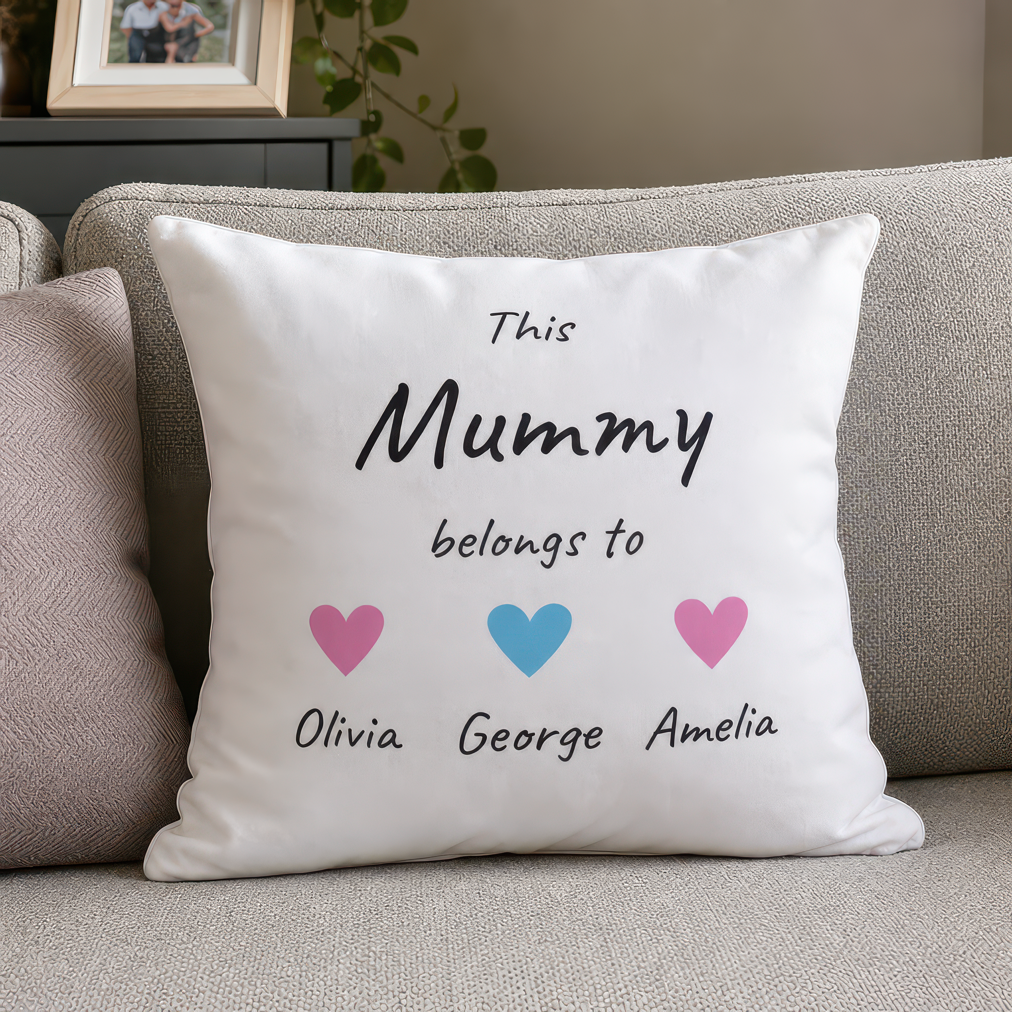 Personalised This Mummy Belongs To Cushion with Children's Names - alternative view