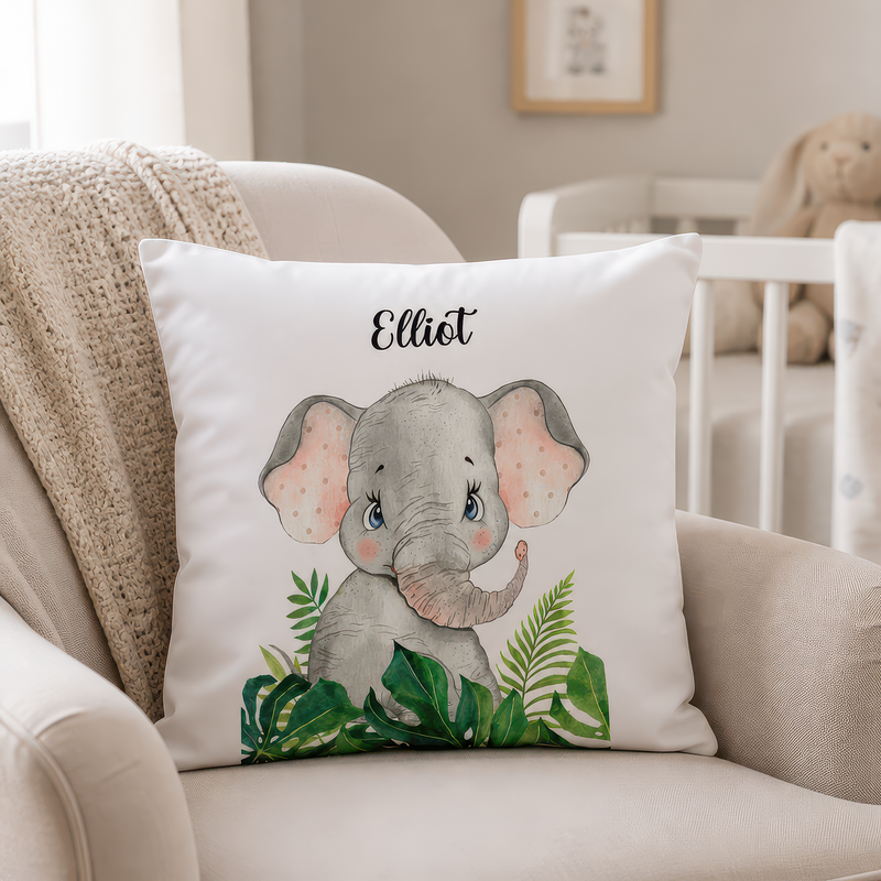 Personalised Elephant Cushion with Name