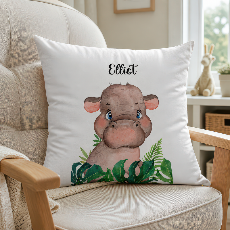 Personalised Hippo Cushion with Name