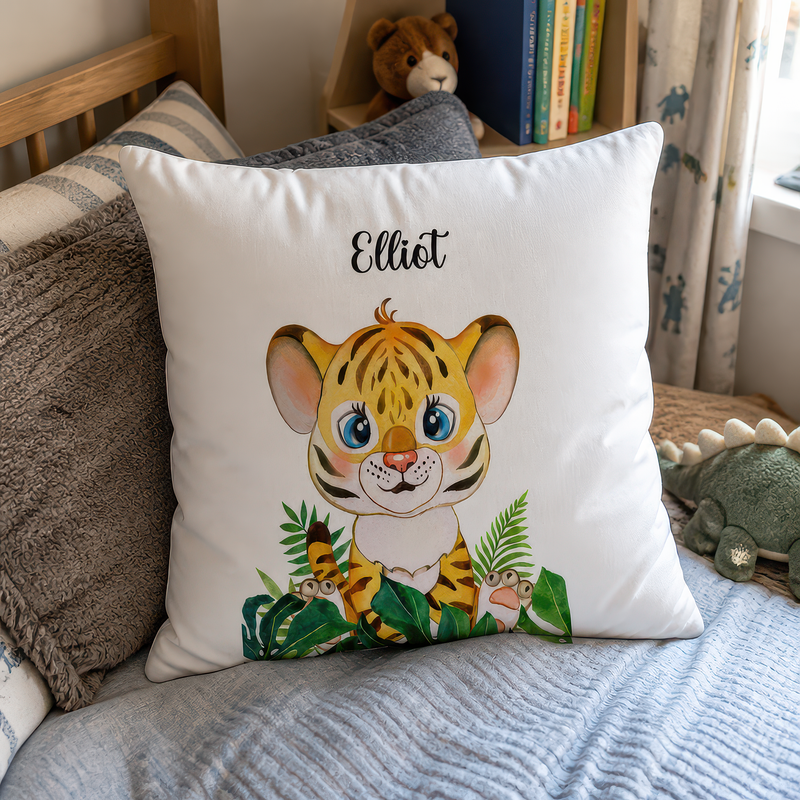 Personalised Tiger Cushion with Name